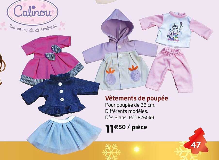 vêtements de poupée calinou