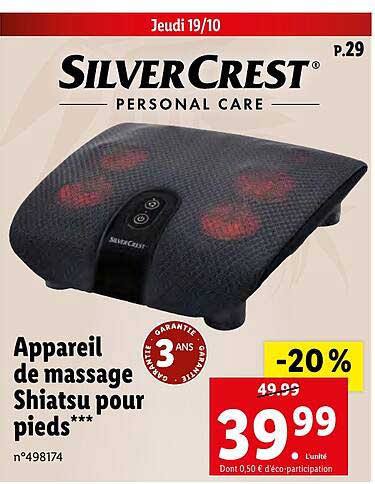 appareil de massage shiatsu pour pieds silvercrest