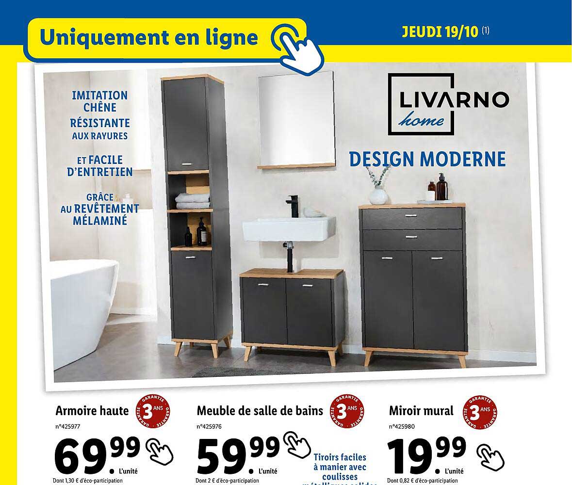 armoire haute livarno home, meuble de salle de bains livarno home, miroir mural livarno home