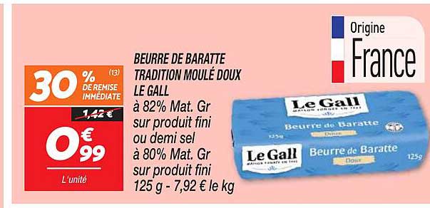 beurre de baratte tradition moulé doux le gall