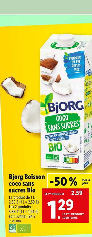 Bjorg Boisson Coco Sans Sucres Bio