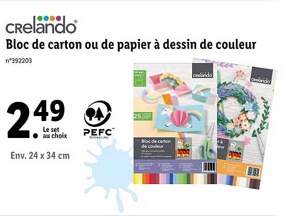 bloc de carton ou de papier à dessin de couleur crelando