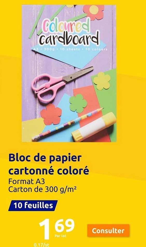 bloc de papier cartonné coloré