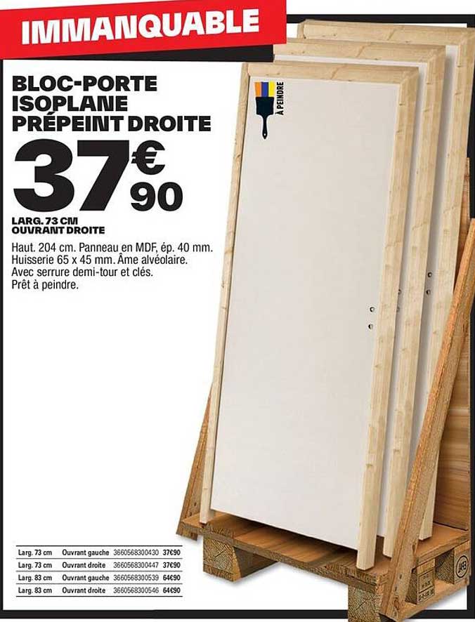 bloc-porte isoplane prépeint droite