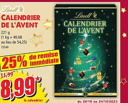 calendrier de l'avent lindt