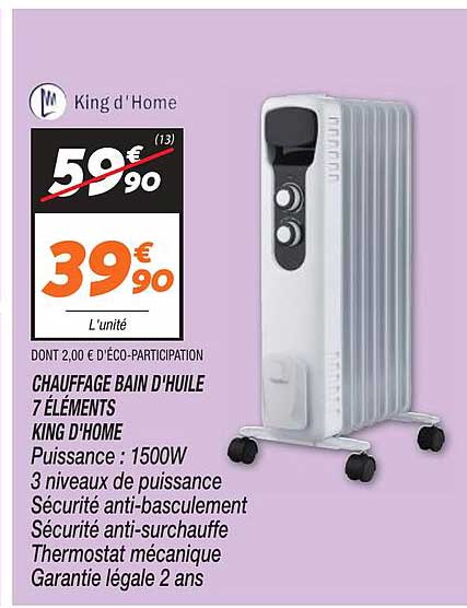 Chauffage Bain D'huile 7 éléments King D'home