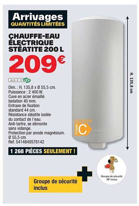chauffe-eau électrique stéatite 200 l