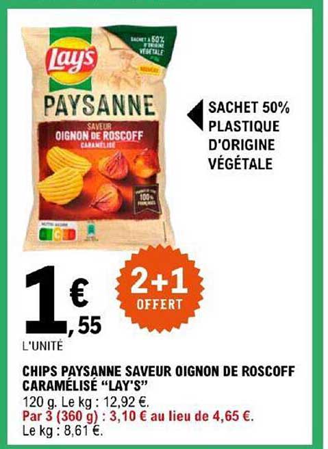chips paysanne saveur oignon de roscoff caramélisé "lay's"