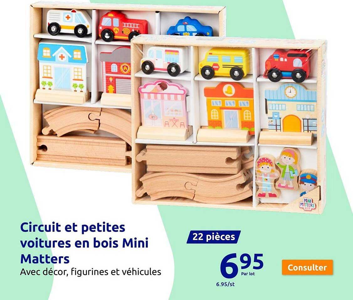 circuit et petites voitures en bois mini matters