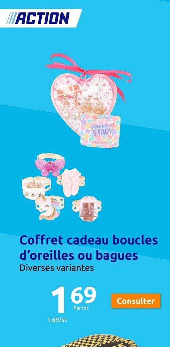 coffret cadeau boucles d'oreilles ou bagues