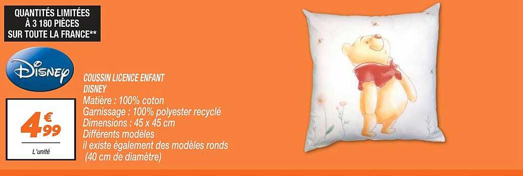 Coussin Licence Enfant Disney
