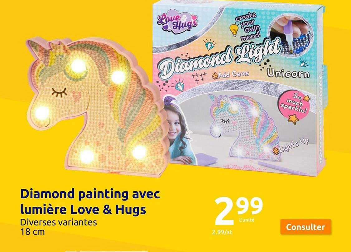 diamond painting avec lumière love & hugs