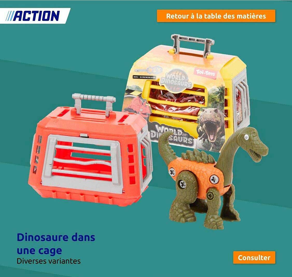 dinosaure dans une cage