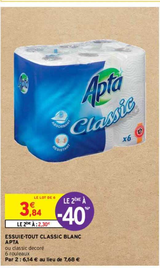 essuie-tout classic blanc apta