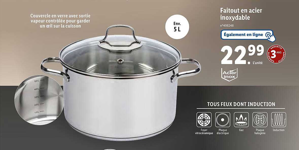 faitout en acier inoxydable