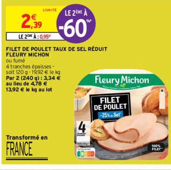 filet de poulet taux de sel réduit fleury michon