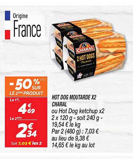 hot dog moutarde x 2 charal