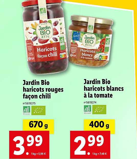 jardin bio haricots rouges façon chili, jardin bio haricots blancs à la tomate