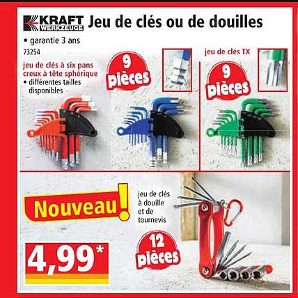 jeu de clés ou de douilles kraft werkzeuge