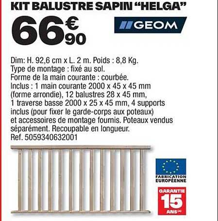 kit balustre sapin "helga"
