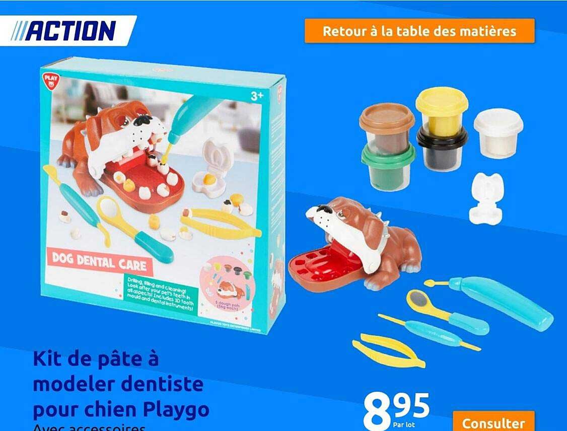kit de pâte à modeler dentiste pour chien playgo