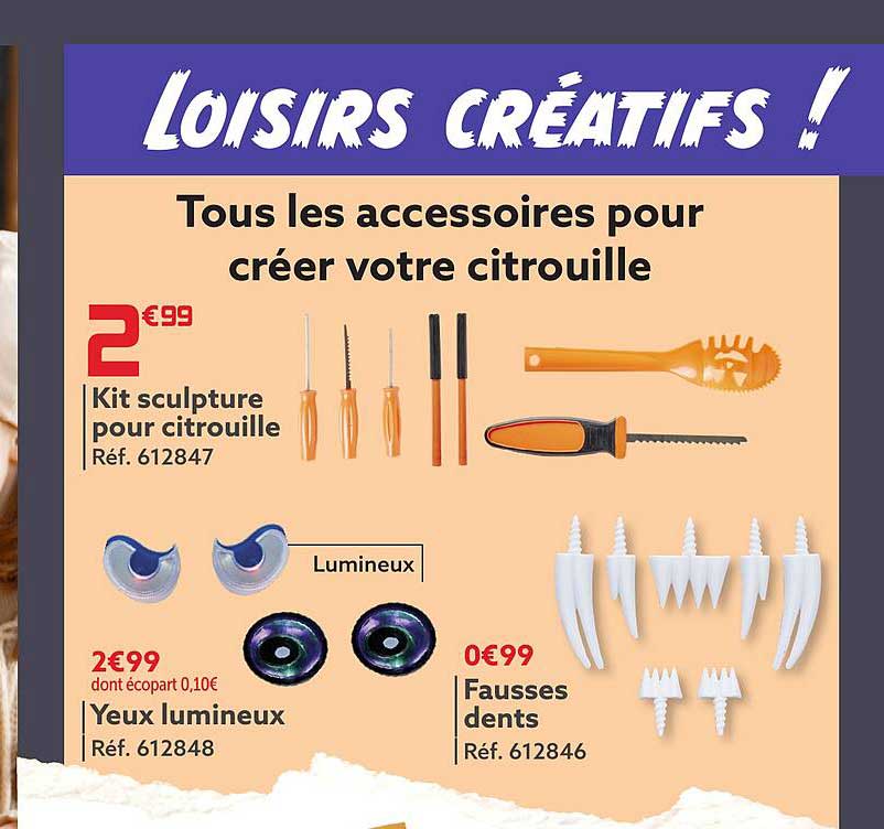 Kit Sculpture Pour Citrouille, Yeux Lumineux, Fausses Dents