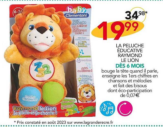 La Peluche éducative Raymond Le Lion