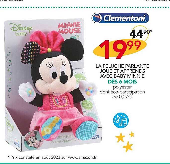 la peluche parlante joue et apprends avec baby minnie clementoni
