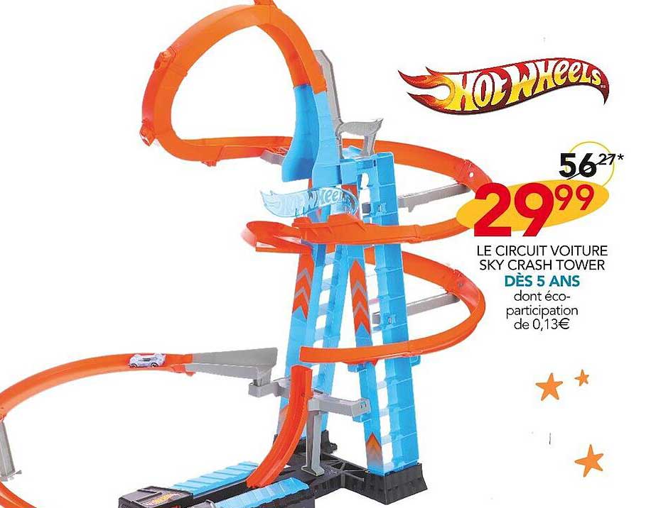 le circuit voiture sky crash tower hot wheels
