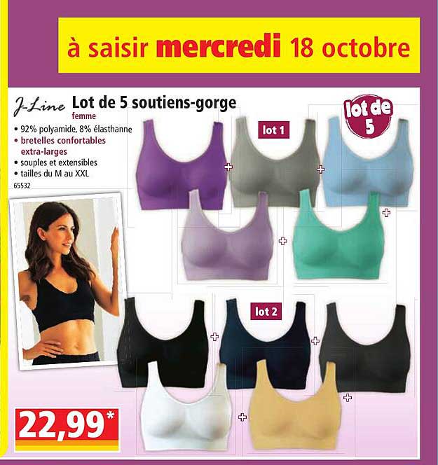 lot de 5 soutiens-gorge femme j-line