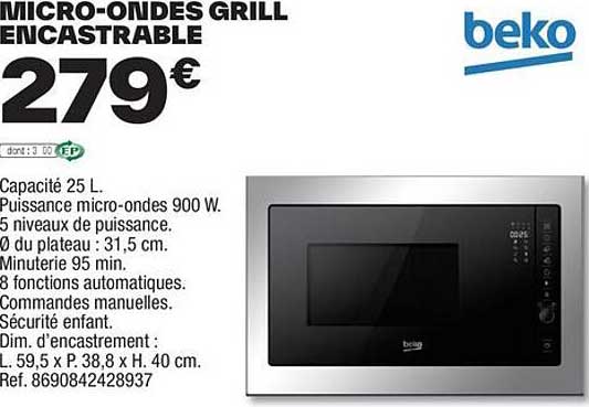 micro-ondes grill encastrable beko