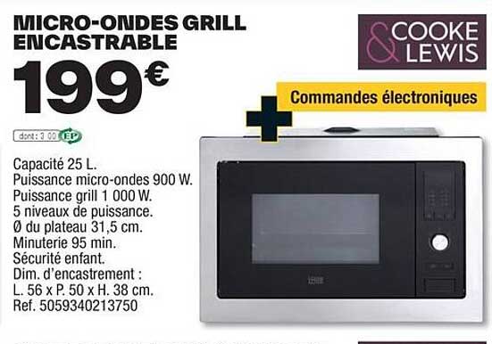 micro-ondes grill encastrable cooke & lewis