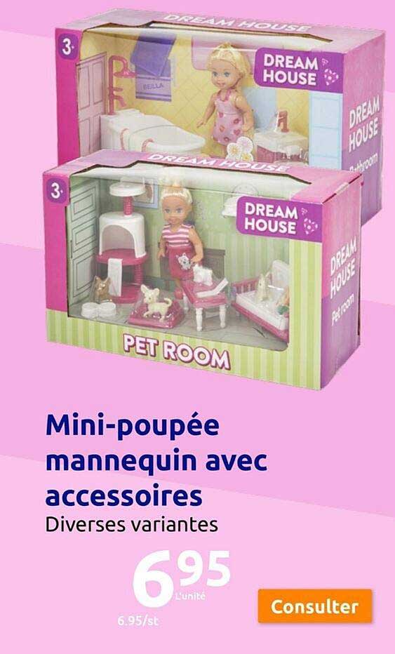 mini-poupée mannequin avec accessoires