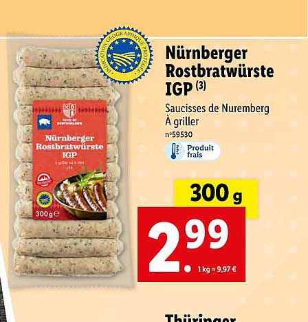 Nürnberger Rostbratwürste Igp