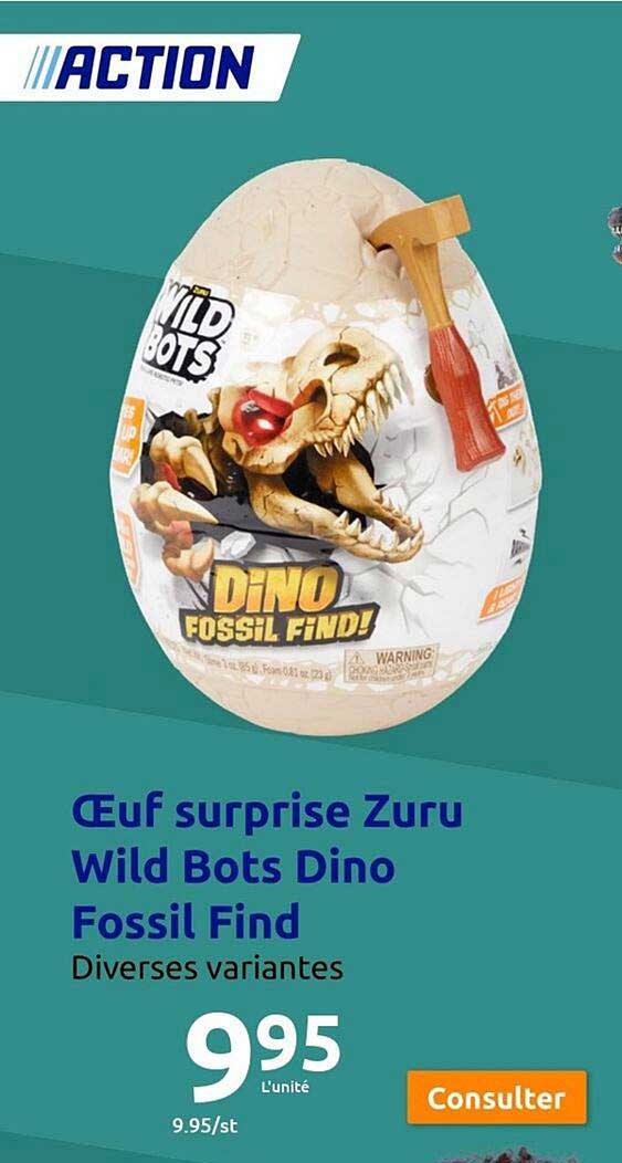 œuf surprise zuru wild bots dino fossil find