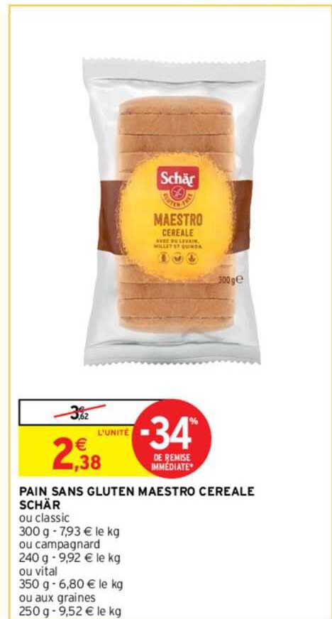 pain sans gluten maestro céréale schär