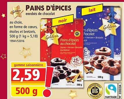 pains d'épices enrobés de chocolat golden