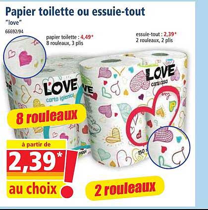 papier toilette ou essuie-tout "love"