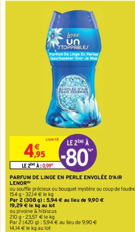 parfum de linge en perle envolée d'air lenor