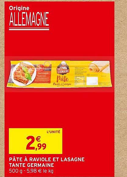 pâte à raviole et lasagne tante germaine