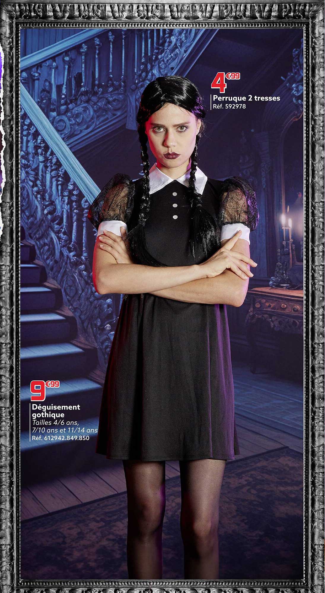 Perruque 2 Tresses, Déguisement Gothique