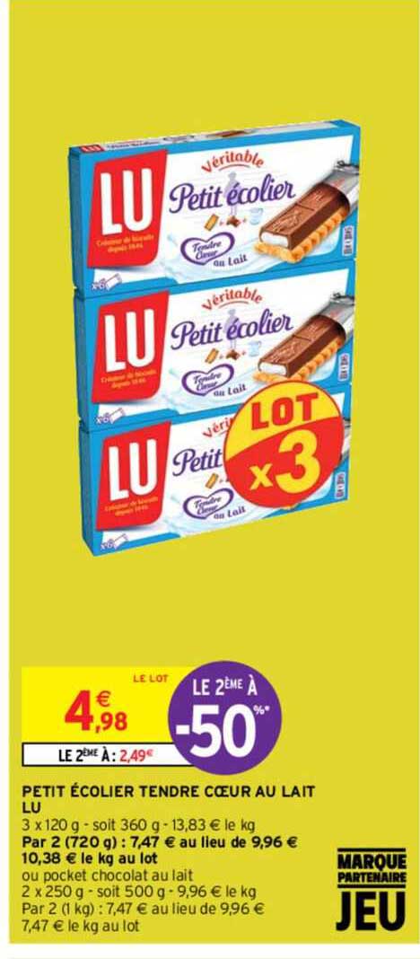 Petit écolier Tendre Cœur Au Lait Lu