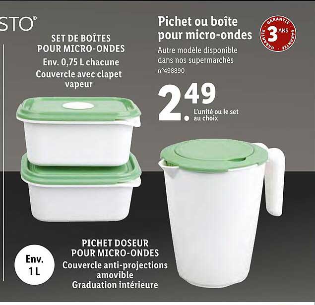 pichet ou boîte pour micro-ondes