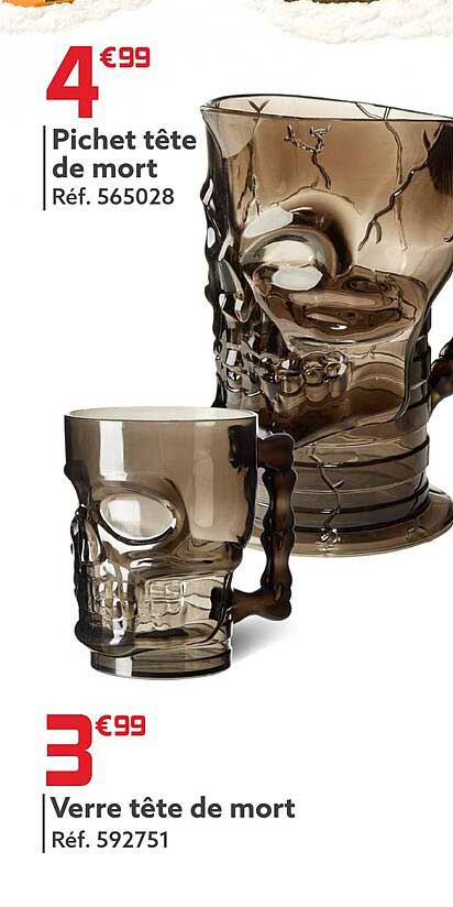 pichet tête de mort, verre tête de mort