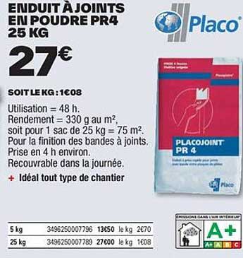 placo enduit à joints en poudre pr4