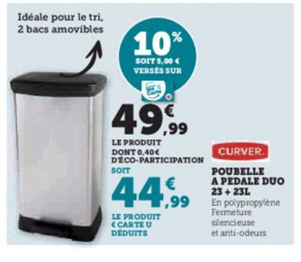 Poubelle à Pédale Duo 23 + 23l Curver