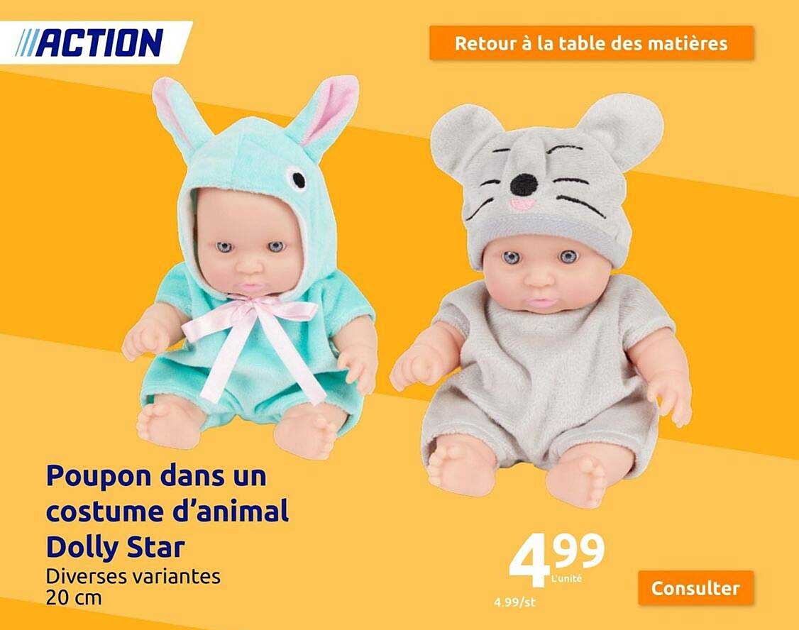 poupon dans un costume d'animal dolly star