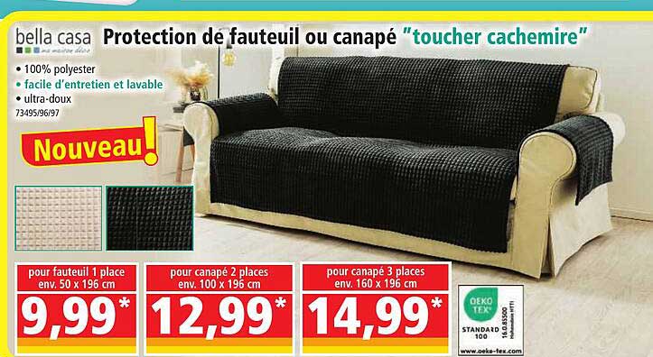 Protection De Fauteuil Ou Canapé "toucher Cachemire" Bella Casa