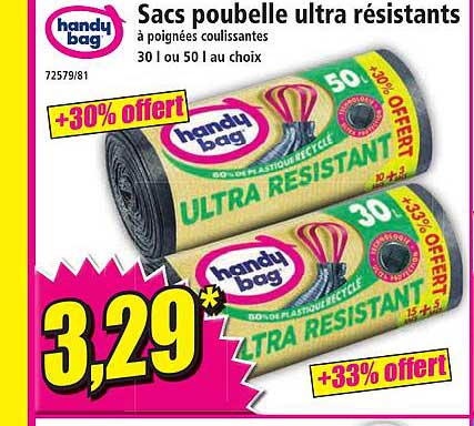 sacs poubelle ultra résistants handy bag