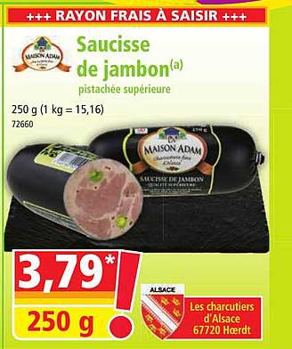 Saucisse De Jambon Pistachée Supérieure